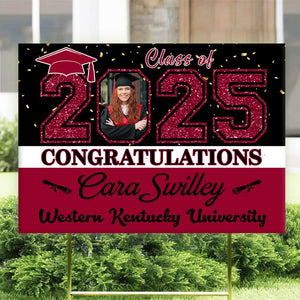 GeckoCustom Custom Photo Congratulations Class Of 2025 Graduation Yard Sign HO82 893484