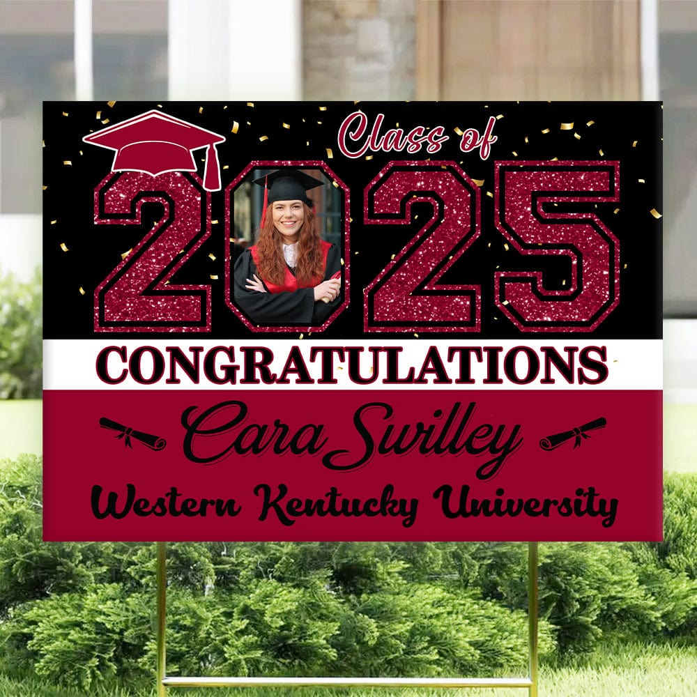 GeckoCustom Custom Photo Congratulations Class Of 2025 Graduation Yard Sign HO82 893484