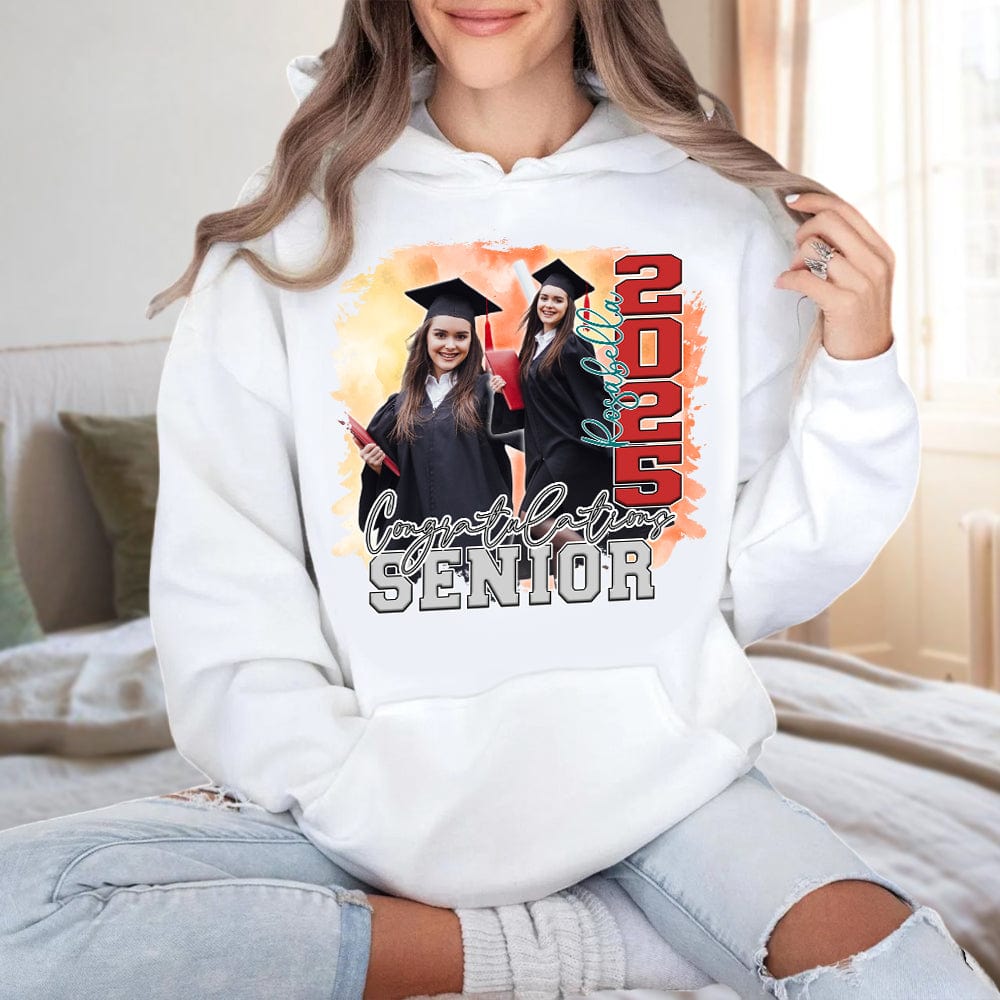 GeckoCustom Custom Photo Congratulations Senior 2025 Graduation Bright Shirt T368 890122 Pullover Hoodie / Sport Grey Colour / S