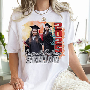 GeckoCustom Custom Photo Congratulations Senior 2025 Graduation Bright Shirt T368 890122 Basic Tee / White / S