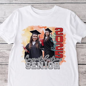 GeckoCustom Custom Photo Congratulations Senior 2025 Graduation Bright Shirt T368 890122 Women Tee / Light Blue Color / S