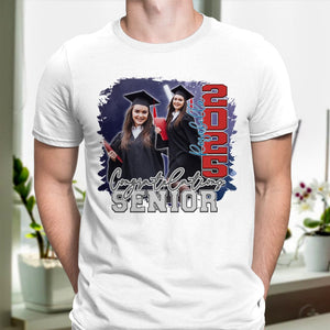 GeckoCustom Custom Photo Congratulations Senior 2025 Graduation Bright Shirt T368 890122 Premium Tee (Favorite) / P Light Blue / S