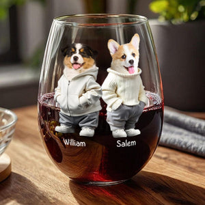 GeckoCustom Custom Photo Cool Dog, Cat Wine Glass Gift For Dog Cat Pet Lover HA75 891860 14.5 oz