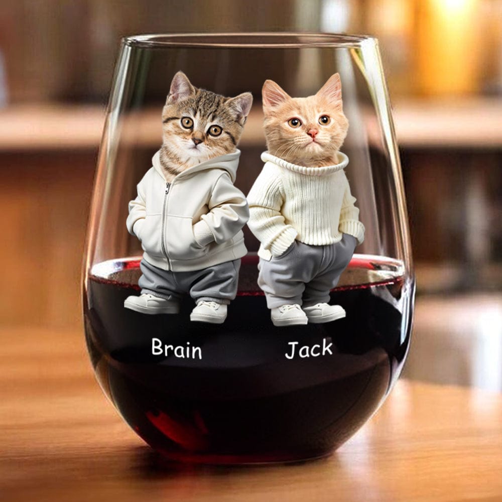 GeckoCustom Custom Photo Cool Dog, Cat Wine Glass Gift For Dog Cat Pet Lover HA75 891860 14.5 oz