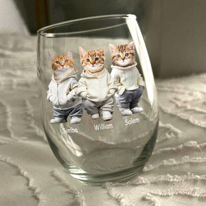 GeckoCustom Custom Photo Cool Dog, Cat Wine Glass Gift For Dog Cat Pet Lover HA75 891860 14.5 oz