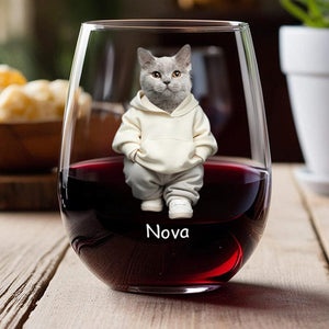 GeckoCustom Custom Photo Cool Dog, Cat Wine Glass Gift For Dog Cat Pet Lover HA75 891860 14.5 oz