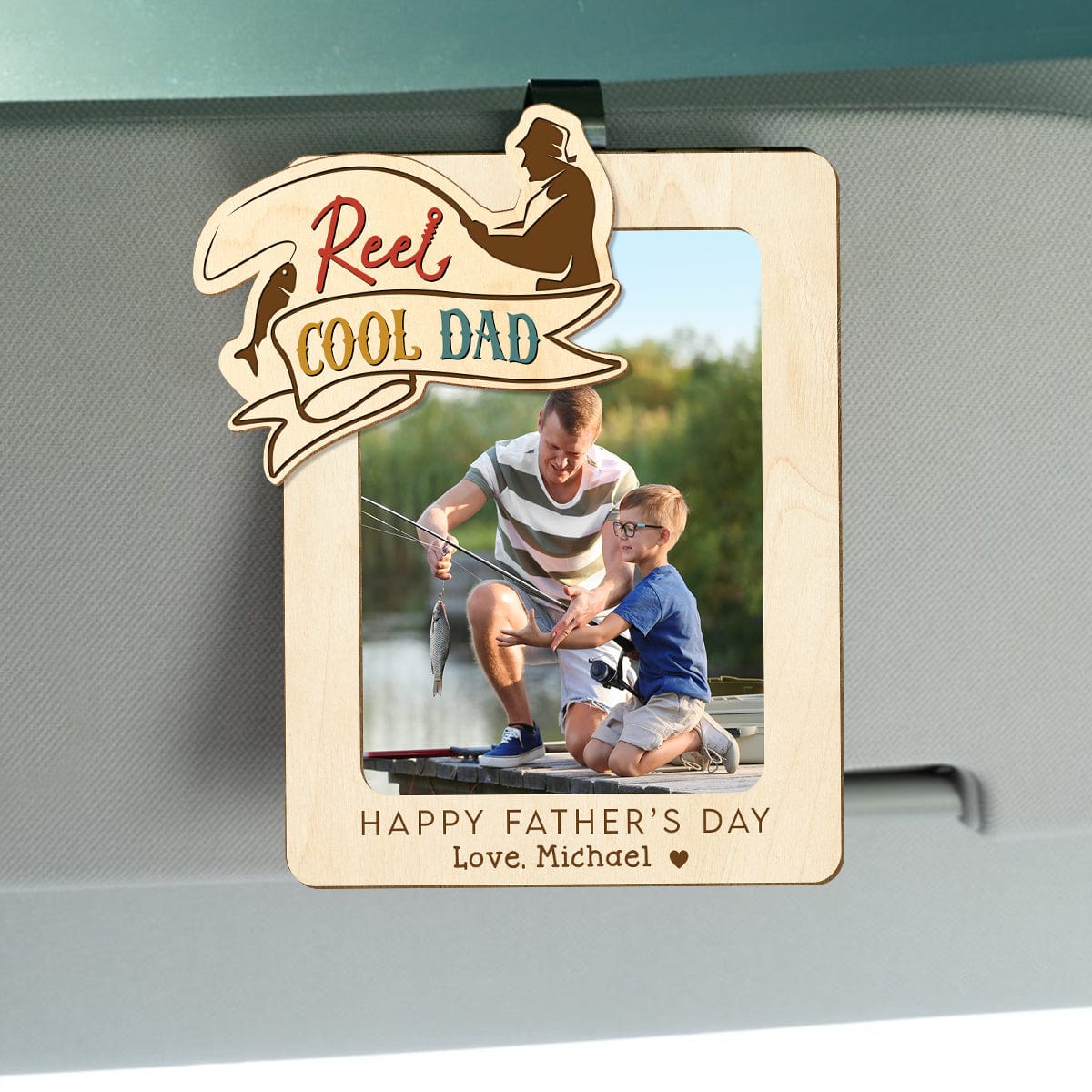 GeckoCustom Custom Photo Cool Fishing Dad Car Visor Clip HO82 890700