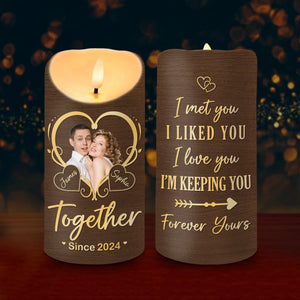 GeckoCustom Custom Photo Couple Love Is A Journey Best Traveled Together LED Candle LM32 891985