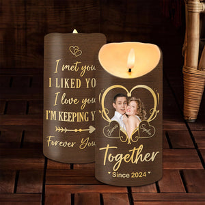 GeckoCustom Custom Photo Couple Love Is A Journey Best Traveled Together LED Candle LM32 891985