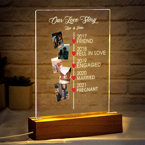 GeckoCustom Custom Photo Couple Our Love Story Acrylic Plaque LED Night Light LM32 893011 Acrylic / 7.9"x4.5"