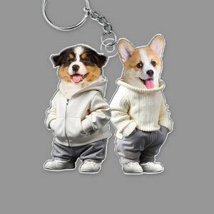 GeckoCustom Custom Photo Cute Dog Cat Acrylic Keychain Gift For Dog Cat Pet Lover HA75 891850 50mmW x 50mmH