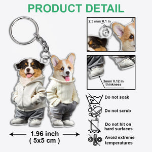 GeckoCustom Custom Photo Cute Dog Cat Acrylic Keychain Gift For Dog Cat Pet Lover HA75 891850 50mmW x 50mmH