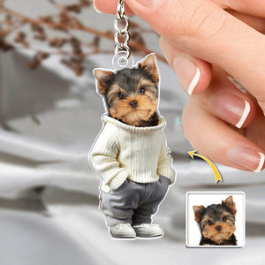 GeckoCustom Custom Photo Cute Dog Cat Acrylic Keychain Gift For Dog Cat Pet Lover HA75 891850 50mmW x 50mmH