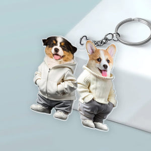 GeckoCustom Custom Photo Cute Dog Cat Acrylic Keychain Gift For Dog Cat Pet Lover HA75 891850 50mmW x 50mmH