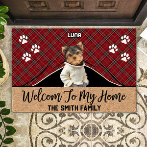 GeckoCustom Custom Photo Cute Dog Cat Welcome To Our Home Doormat LM32 893053