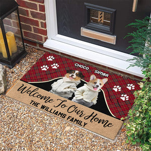 GeckoCustom Custom Photo Cute Dog Cat Welcome To Our Home Doormat LM32 893053