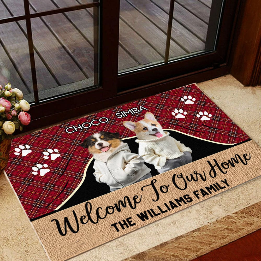 GeckoCustom Custom Photo Cute Dog Cat Welcome To Our Home Doormat LM32 893065