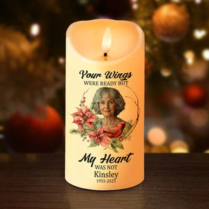 GeckoCustom Custom Photo Dad Mom In Heaven Led Candle Personalized Memorial Gift CH07 895238