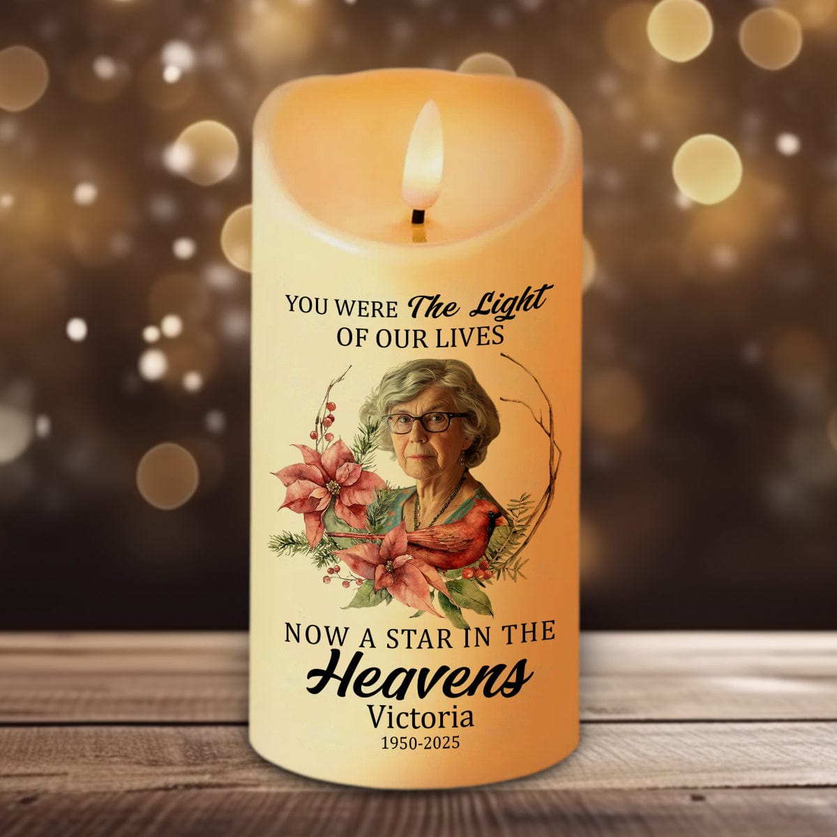 GeckoCustom Custom Photo Dad Mom In Heaven Led Candle Personalized Memorial Gift CH07 895238