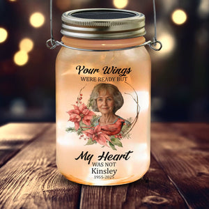 GeckoCustom Custom Photo Dad Mom In Heaven Mason Jar Light Personalized Memorial Gift CH07 895236 16oz