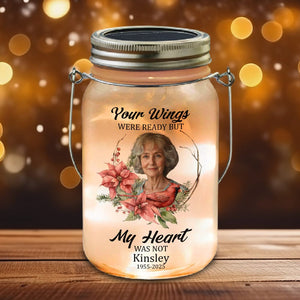 GeckoCustom Custom Photo Dad Mom In Heaven Mason Jar Light Personalized Memorial Gift CH07 895236 16oz