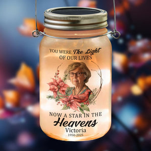 GeckoCustom Custom Photo Dad Mom In Heaven Mason Jar Light Personalized Memorial Gift CH07 895236 16oz