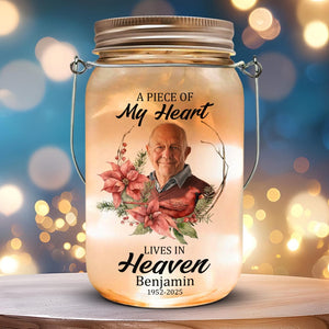 GeckoCustom Custom Photo Dad Mom In Heaven Mason Jar Light Personalized Memorial Gift CH07 895236 16oz