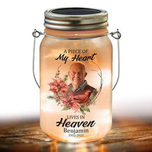 GeckoCustom Custom Photo Dad Mom In Heaven Mason Jar Light Personalized Memorial Gift CH07 895236 16oz