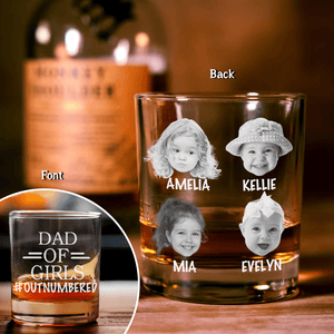 GeckoCustom Custom Photo Dad Of Girls Outnumbered Father's Day Rock Glass DM01 891053 10.5oz