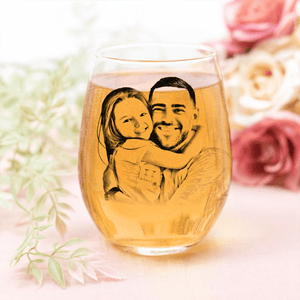 GeckoCustom Custom Photo Dad & Son, Dad & Daughter Family Stemless Wine Glass Unique Father's Day Gift HO82 893414 14.5 oz