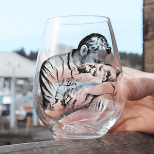 GeckoCustom Custom Photo Dad & Son, Dad & Daughter Family Stemless Wine Glass Unique Father's Day Gift HO82 893414 14.5 oz