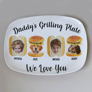 GeckoCustom Custom Photo Daddy's Grilling Buddies Burger Hot Dog 2 Father's Day Platter DM01 891083