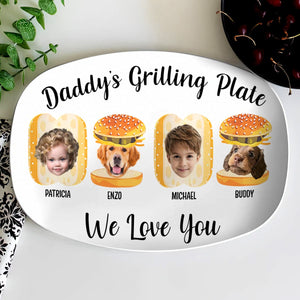 GeckoCustom Custom Photo Daddy's Grilling Buddies Burger Hot Dog 2 Father's Day Platter DM01 891083