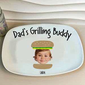 GeckoCustom Custom Photo Daddy's Grilling Buddies Burger Hot Dog Father's Day Platter DM01 891069 10.5oz