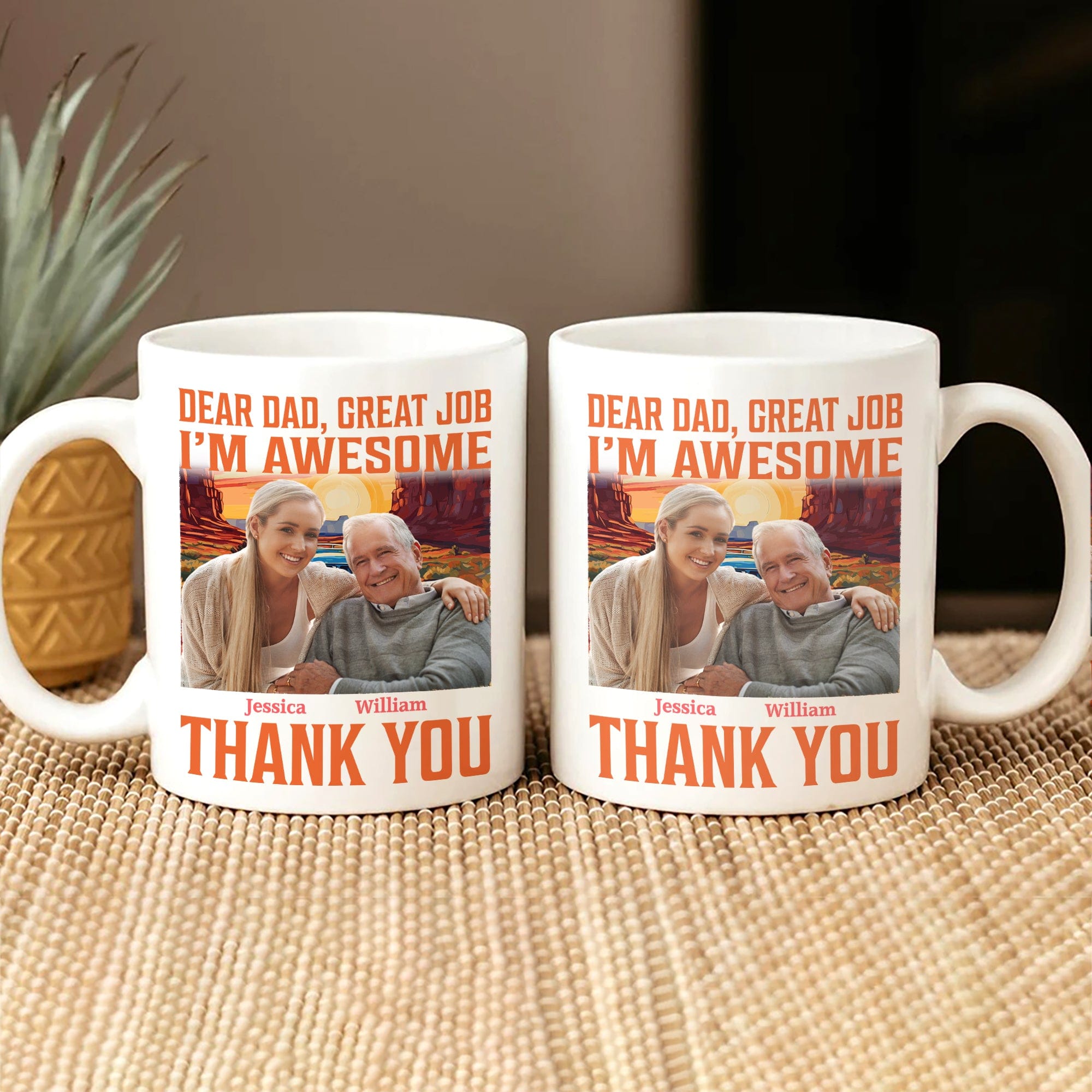 GeckoCustom Custom Photo Dear Dad Great Job I'm Awesome Family Mug N304 890441