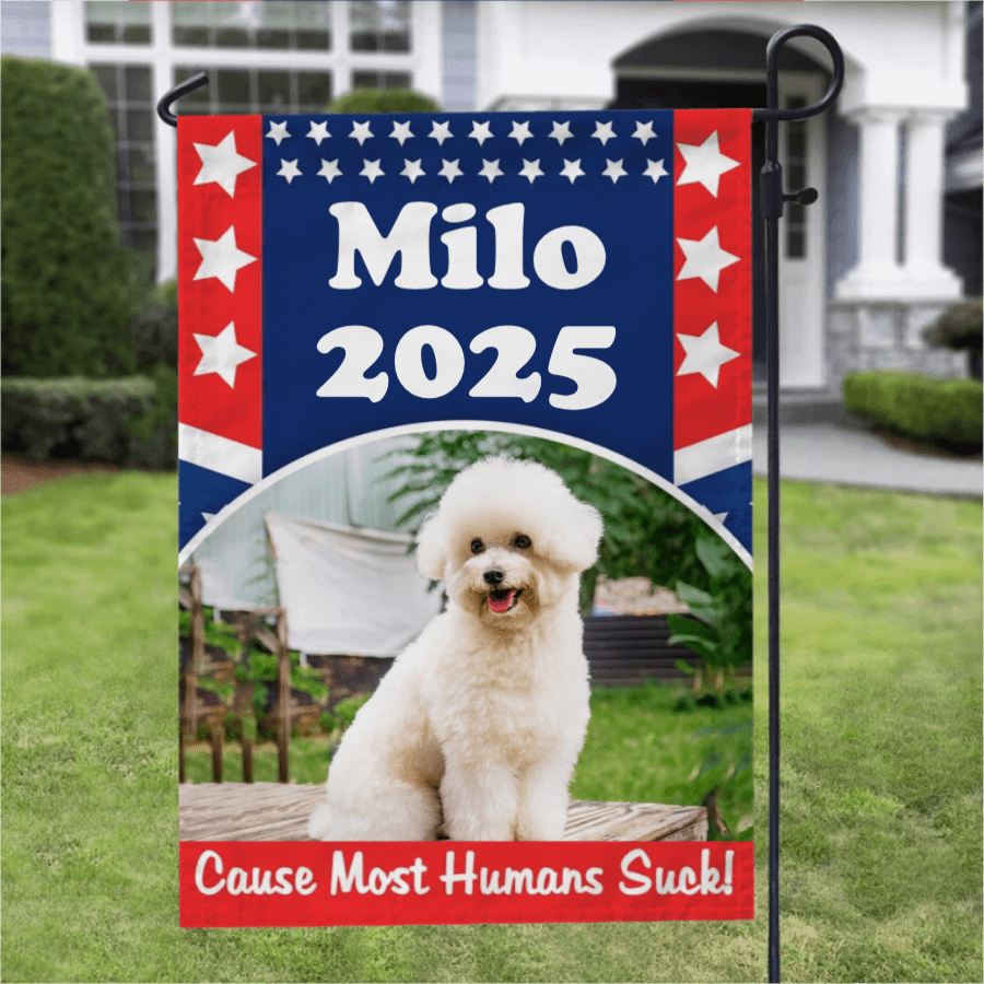 GeckoCustom Custom Photo Dog And Flag of the America Garden Flag TA29 889587