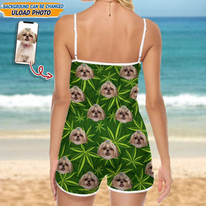 GeckoCustom Custom Photo Dog And Weed Design Romper N304 889383