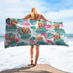 GeckoCustom Custom Photo Dog Beach Towel TA29 888429 30"x60"