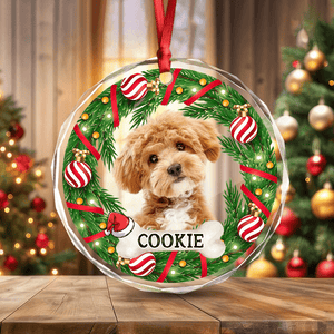 GeckoCustom Custom Photo Dog, Cat Glass Ornament For Christmas HA75 891350