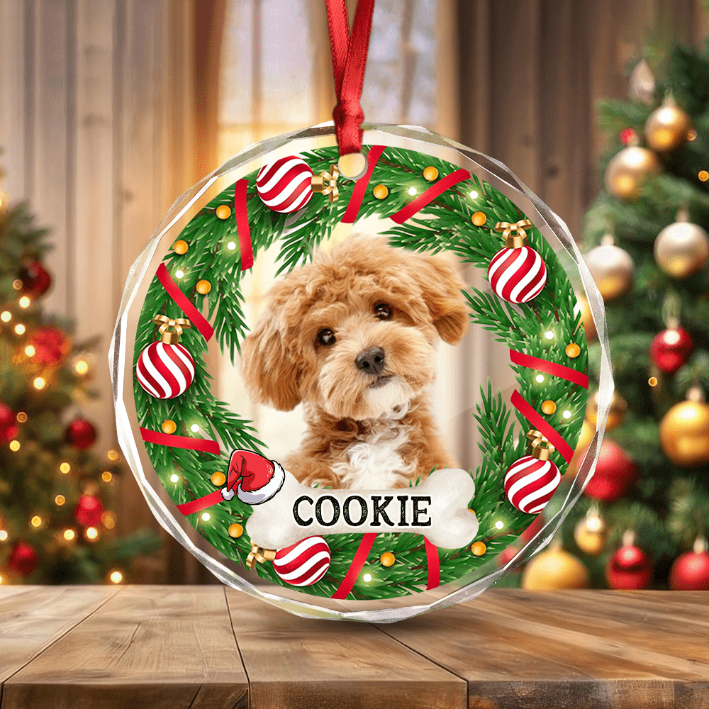 GeckoCustom Custom Photo Dog, Cat Glass Ornament For Christmas HA75 891350