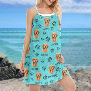 GeckoCustom Custom Photo Dog Cat Paw Women's Sleeveless Cami Dress N304 889394