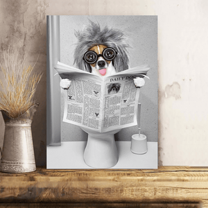 GeckoCustom Custom Photo Dog Cat Read Newspaper In Toilet Poster N304 890210