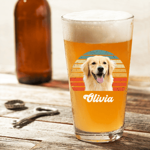 GeckoCustom Custom Photo Dog Cat Retro Pet Print Beer Glass TH10 890951 16oz / 1 side