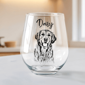 GeckoCustom Custom Photo Dog Cat Stemless Wine Glass Unique Dog Cat Lovers Gift HO82 893418 14.5 oz