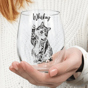 GeckoCustom Custom Photo Dog Cat Stemless Wine Glass Unique Dog Cat Lovers Gift HO82 893418 14.5 oz