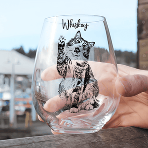 GeckoCustom Custom Photo Dog Cat Stemless Wine Glass Unique Dog Cat Lovers Gift HO82 893418 14.5 oz