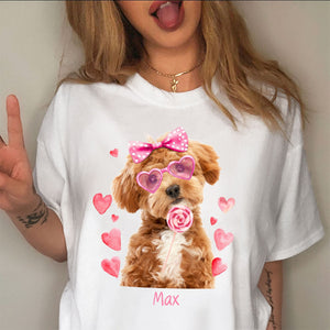 GeckoCustom Custom Photo Dog, Cat Valentine's Day Coquette Shirt HA75 891870