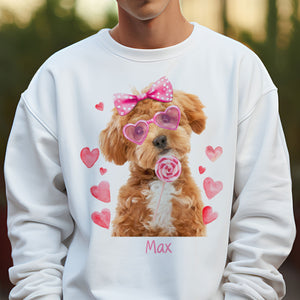 GeckoCustom Custom Photo Dog, Cat Valentine's Day Coquette Shirt HA75 891870 Sweatshirt (Favorite) / Ash Color / S