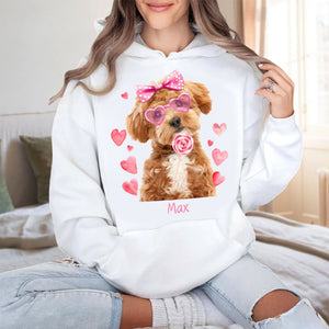 GeckoCustom Custom Photo Dog, Cat Valentine's Day Coquette Shirt HA75 891870 Pullover Hoodie / sport grey / S