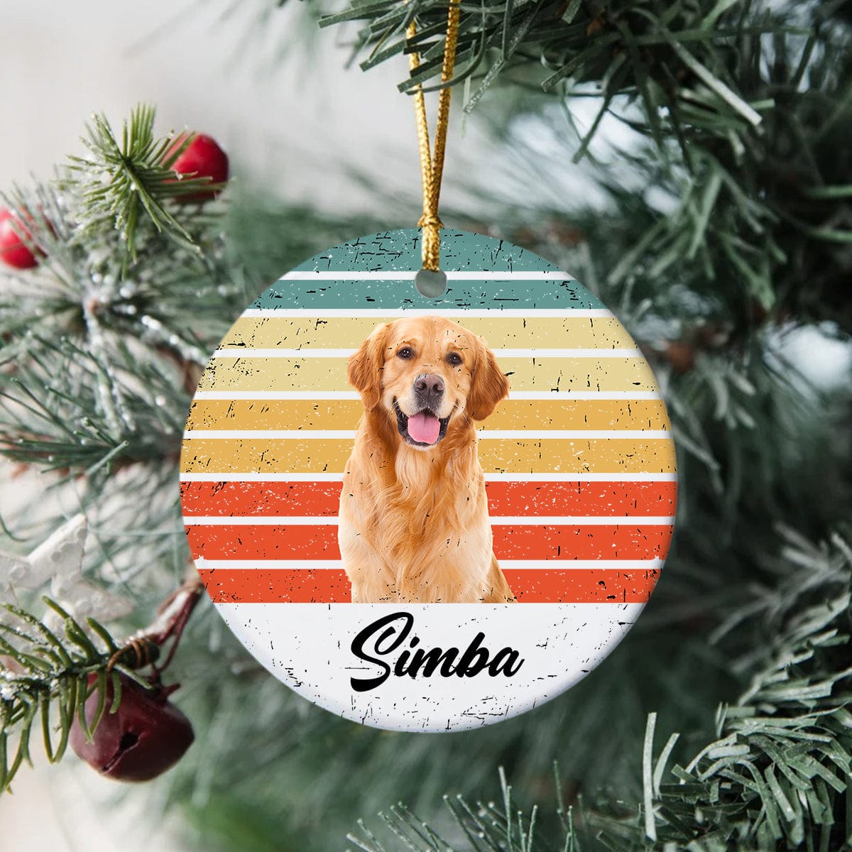 GeckoCustom Custom Photo Dog Cat Vintage Retro Ceramic Ornament HA75 891702 3 inch
